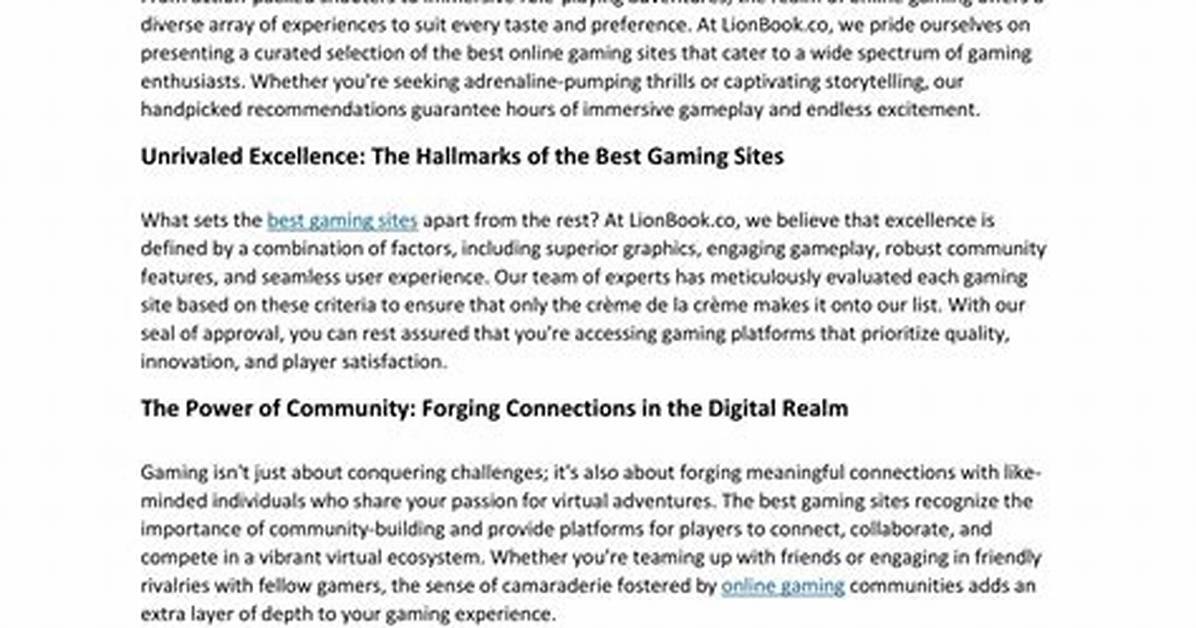 A Gateway to Gaming Excellence