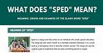 Discover the Meaning of "Sped" in Education
