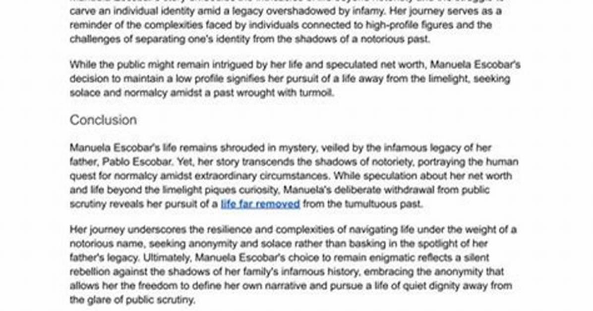 Discovering Manuela Escobar: a Life Shrouded in Mystery and Legacy