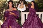 Kim Kardashian Brings the Drama in Purple Dress at Dolce & Gabbana Show