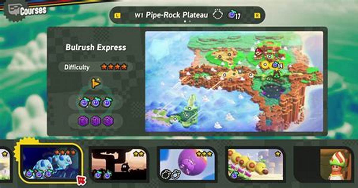 World 1 - Bulrush Express All Wonder Seeds, Flower Coins, and Secret Exits